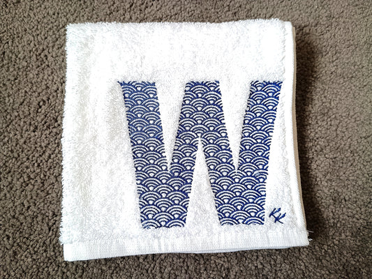 W (Waves - Seigaiha) Wagara Face Washer – Personalised
