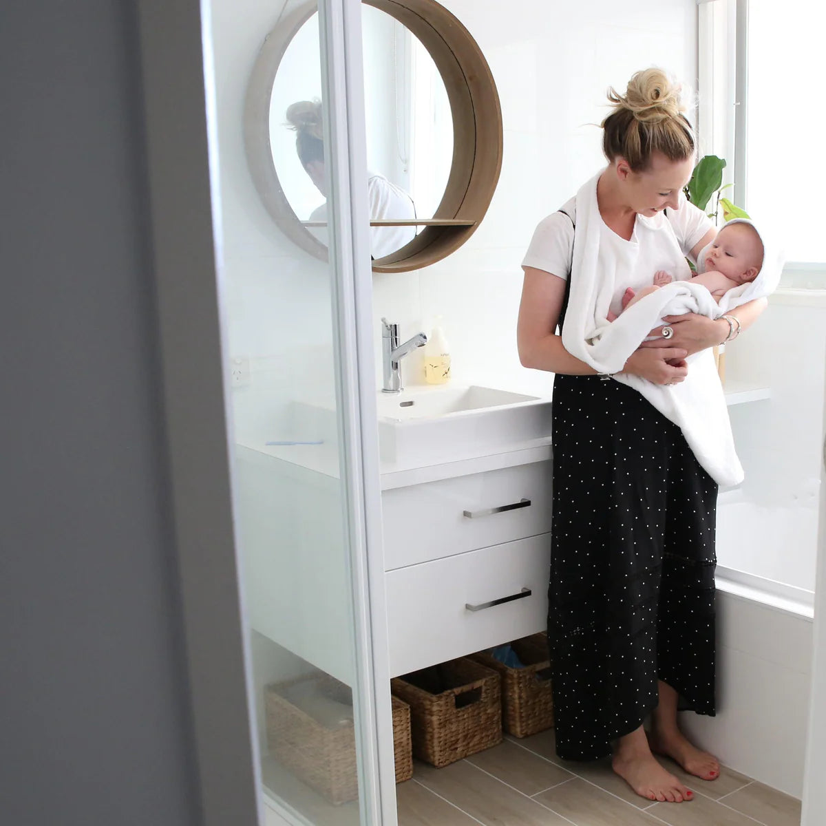 Hands Free Baby Bath Towels with custom embroidery