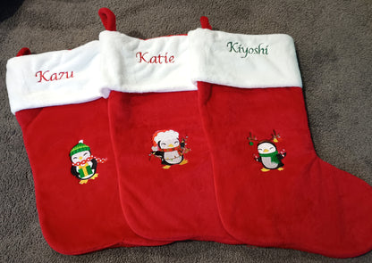 Christmas Stocking with name and image embroidered