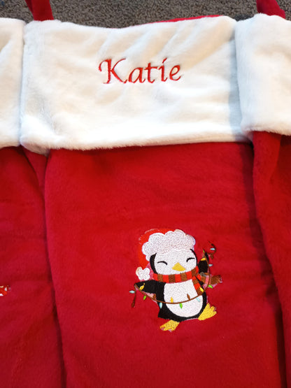 Christmas Stocking with name and image embroidered